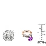 18K Rose Gold 8.5 MM Round Amethyst & Diamond Ladies Vintage Engagement Ring Set