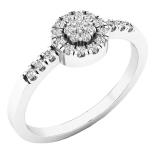 0.25 Carat (ctw) 10K White Gold Round White Diamond Ladies Cluster Engagement Ring 1/4 CT