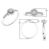 0.25 Carat (ctw) 10K White Gold Round White Diamond Ladies Cluster Engagement Ring 1/4 CT