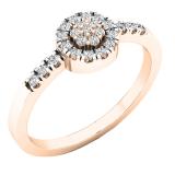 0.25 Carat (ctw) 18K Rose Gold Round White Diamond Ladies Cluster Engagement Ring 1/4 CT