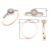 0.25 Carat (ctw) 18K Rose Gold Round White Diamond Ladies Cluster Engagement Ring 1/4 CT