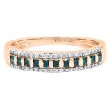 0.40 Carat (ctw) 10K Rose Gold Round Blue & White Diamond Ladies Wedding Band