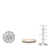 0.40 Carat (ctw) 10K Rose Gold Round Blue & White Diamond Ladies Wedding Band