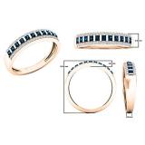 0.40 Carat (ctw) 10K Rose Gold Round Blue & White Diamond Ladies Wedding Band