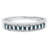 0.40 Carat (ctw) 10K White Gold Round Blue & White Diamond Ladies Wedding Band