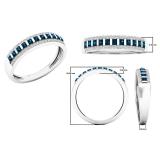 0.40 Carat (ctw) 10K White Gold Round Blue & White Diamond Ladies Wedding Band
