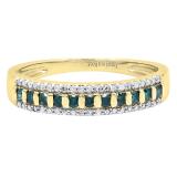 0.40 Carat (ctw) 10K Yellow Gold Round Blue & White Diamond Ladies Wedding Band