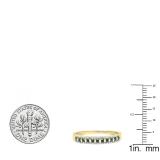 0.40 Carat (ctw) 10K Yellow Gold Round Blue & White Diamond Ladies Wedding Band