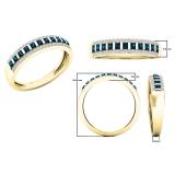 0.40 Carat (ctw) 10K Yellow Gold Round Blue & White Diamond Ladies Wedding Band