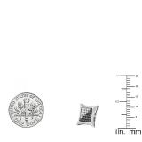 0.30 Carat (ctw) Sterling Silver Black & White Diamond Kite Shape Mens Iced Stud Earrings 1/3 CT