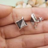 0.30 Carat (ctw) Sterling Silver Black & White Diamond Kite Shape Mens Iced Stud Earrings 1/3 CT