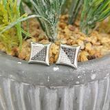 0.30 Carat (ctw) Sterling Silver Black & White Diamond Kite Shape Mens Iced Stud Earrings 1/3 CT