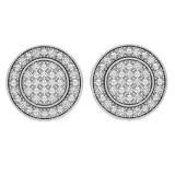 0.35 Carat (ctw) Rhodium Plated Sterling Silver Round Diamond Ladies Mens Stud Earrings 1/3 CT