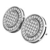 0.35 Carat (ctw) Rhodium Plated Sterling Silver Round Diamond Ladies Mens Stud Earrings 1/3 CT