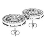 0.35 Carat (ctw) Rhodium Plated Sterling Silver Round Diamond Ladies Mens Stud Earrings 1/3 CT