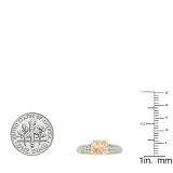 14K Yellow Gold 6 MM Cushion Morganite & Round White Diamond Ladies Bridal Engagement Ring