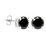 1.45 Carat (ctw) Sterling Silver Round Black Diamond Ladies Solitaire Stud Earrings 1 1/2 CT