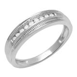 0.20 Carat (Ctw) 10K White Gold Round White Diamond Men's Wedding Stackable Band 1/5 CT