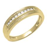 0.20 Carat (Ctw) 10K Yellow Gold Round White Diamond Men's Wedding Stackable Band 1/5 CT