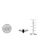 0.95 Carat (Ctw) 10K White Gold Marquise & Round Black Diamond Ladies Bridal Engagement Ring