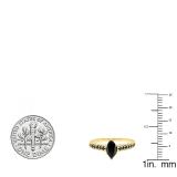 0.95 Carat (Ctw) 10K Yellow Gold Marquise & Round Black Diamond Ladies Bridal Engagement Ring
