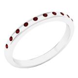 10K White Gold Round Garnet Ladies Bridal Anniversary Stackable Wedding Band