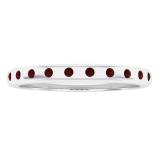 10K White Gold Round Garnet Ladies Bridal Anniversary Stackable Wedding Band