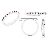 10K White Gold Round Garnet Ladies Bridal Anniversary Stackable Wedding Band