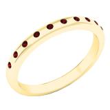 10K Yellow Gold Round Garnet Ladies Bridal Anniversary Stackable Wedding Band