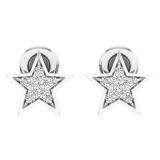 0.07 Carat (ctw) 14K White Gold Round White Diamond Ladies Star Shape Stud Earrings