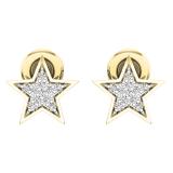 0.07 Carat (ctw) 14K Yellow Gold Round White Diamond Ladies Star Shape Stud Earrings