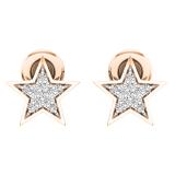 0.07 Carat (ctw) 18K Rose Gold Round White Diamond Ladies Star Shape Stud Earrings