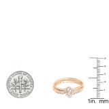 0.24 Carat (ctw) 10K Rose Gold Princess & Round Diamond Ladies Bridal Wedding Ring Set 1/4 CT