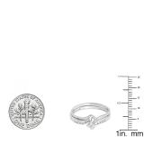 0.24 Carat (ctw) 10K White Gold Princess & Round Diamond Ladies Bridal Wedding Ring Set 1/4 CT