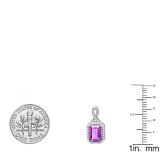 14K White Gold 7X5 MM Emerald Amethyst & Round Diamond Ladies Infinity Drop Earrings