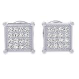 0.24 Carat (ctw) Platinum Plated Sterling Silver Round Diamond Iced Stud Earrings 1/4 CT