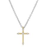 0.15 Carat (ctw) 18K Yellow Gold Round Diamond Ladies Cross Pendant (Silver Chain Included)
