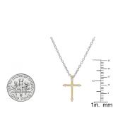 0.15 Carat (ctw) 18K Yellow Gold Round Diamond Ladies Cross Pendant (Silver Chain Included)