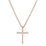 0.15 Carat (ctw) 18K Rose Gold Round Diamond Ladies Cross Pendant (Gold Chain Included)