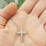 0.20 Carat (ctw) 10K White Gold Round Diamond Ladies Cross Pendant 1/5 CT (Silver Chain Included)