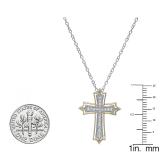 0.20 Carat (ctw) 14K Yellow Gold Round Diamond Ladies Cross Pendant 1/5 CT (Silver Chain Included)
