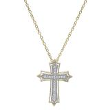 0.20 Carat (ctw) 10K Yellow Gold Round Diamond Ladies Cross Pendant 1/5 CT (Gold Chain Included)