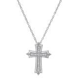 0.20 Carat (ctw) 14K White Gold Round Diamond Ladies Cross Pendant 1/5 CT (Gold Chain Included)