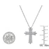 0.20 Carat (ctw) 14K White Gold Round Diamond Ladies Cross Pendant 1/5 CT (Gold Chain Included)