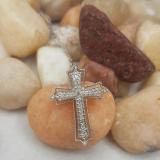 0.20 Carat (ctw) 14K White Gold Round Diamond Ladies Cross Pendant 1/5 CT (Gold Chain Included)