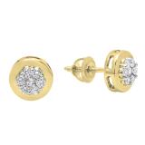 0.30 Carat (ctw) 14K Yellow Gold Round White Diamond Ladies Cluster Stud Earrings 1/3 CT