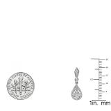 0.35 Carat (ctw) 18K White Gold Round White Diamond Ladies Dangling Drop Earrings 1/3 CT