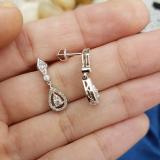 0.35 Carat (ctw) 18K White Gold Round White Diamond Ladies Dangling Drop Earrings 1/3 CT