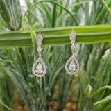 0.35 Carat (ctw) 18K White Gold Round White Diamond Ladies Dangling Drop Earrings 1/3 CT