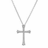 0.20 Carat (ctw) Sterling Silver Round Diamond Ladies Cross Pendant 1/5 CT (Silver Chain Included)